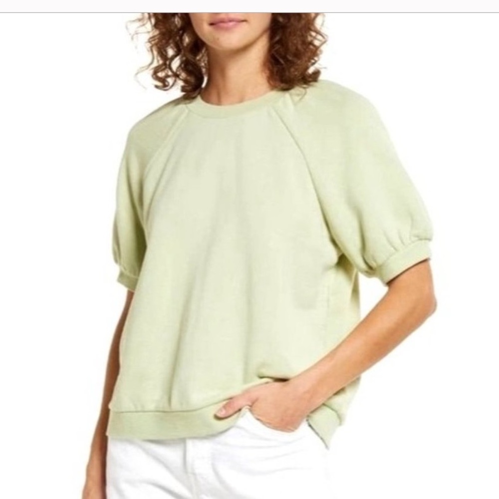 Madewell Faded Seagrass Crew Neck Puff Sleeve Tee